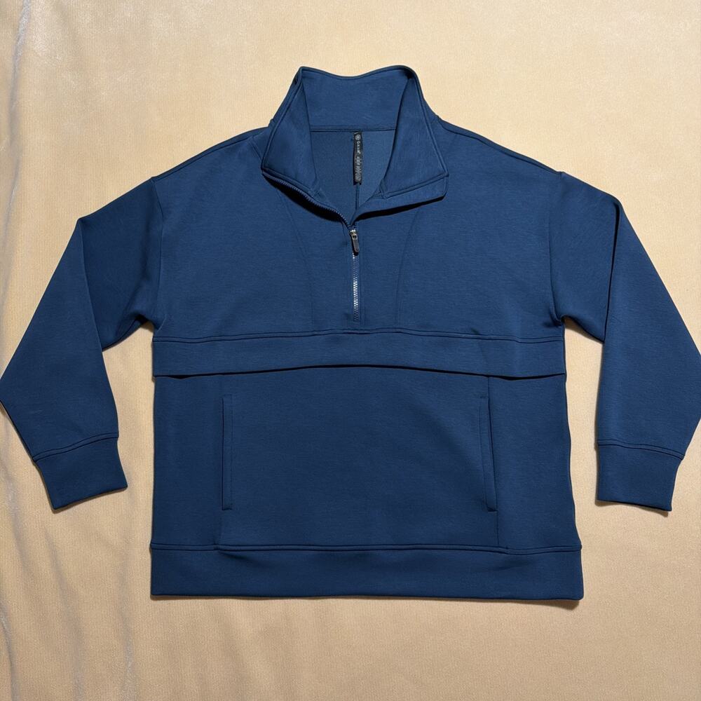 Gaiam Quarter Zip Pullover Women XLarge Teal Athleisure Yoga Gym Activewear